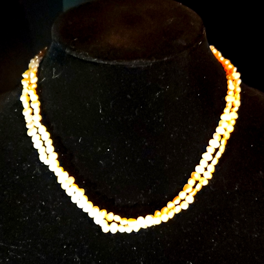 Real pink fresh water pearl necklace